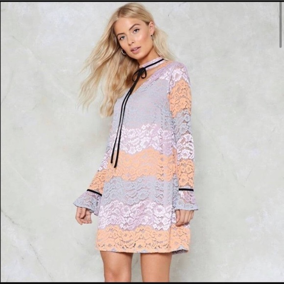 Nasty Gal Rainbow Lace Tunic Dress - Picture 1 of 5